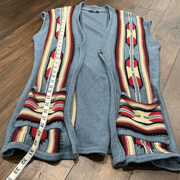 Chaps Western Aztec Pattern Tunic Sweater Vest - Picture 14 of 15